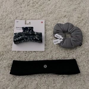 BUNDLE- Lululemon Extra LargeClaw Clip,Free People Hair Tie,Lululemon Head Band